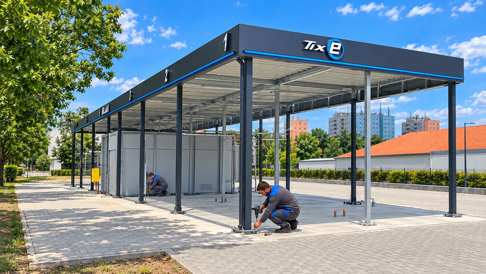 Montaż konstrukcji myjni SIMPLE PREMIUM przez ekipę TIXE