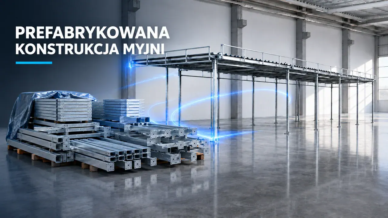 Ilustracja prefabrykowanej konstrukcji stanowisk myjni TIXE